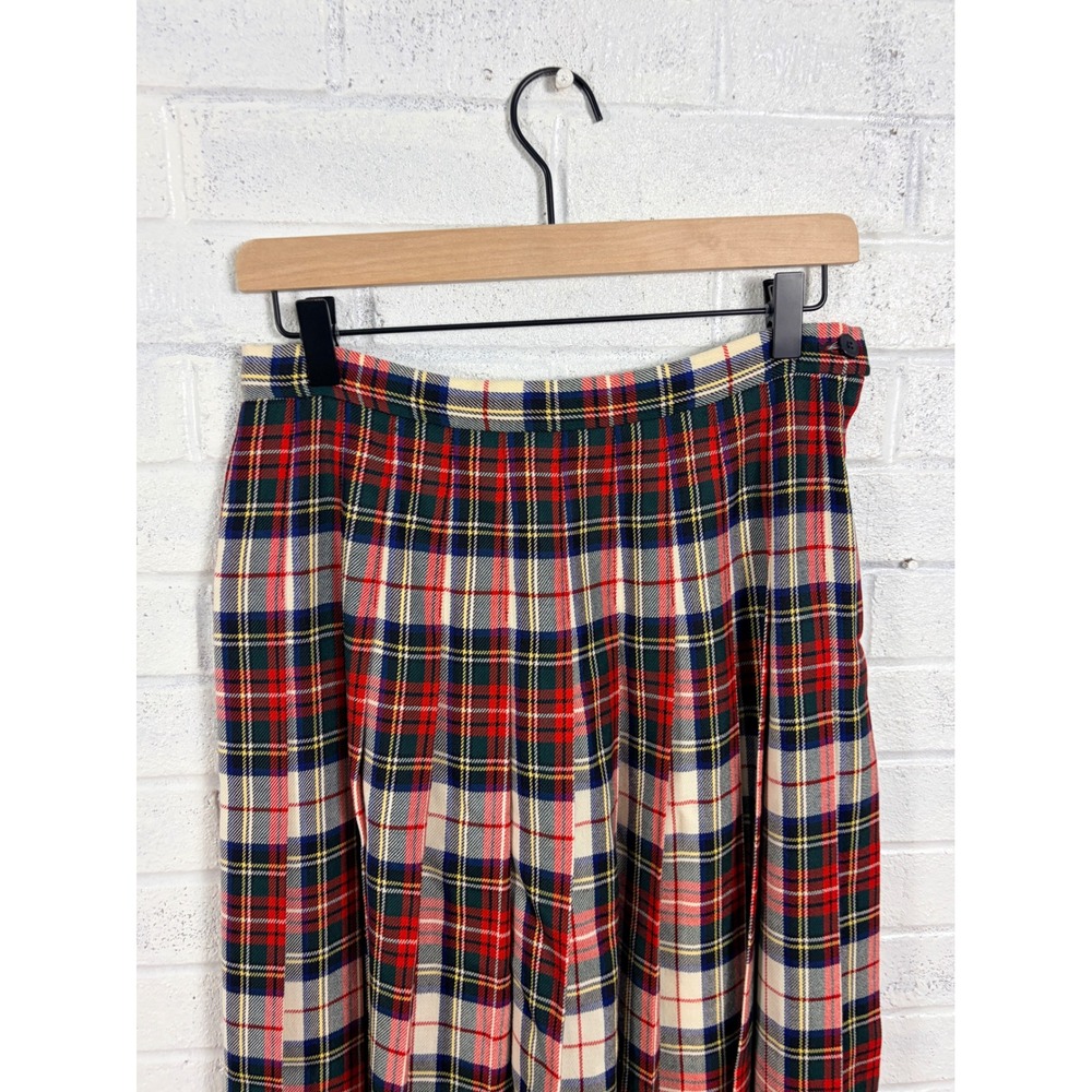 Pendleton Virgin Wool Pleated Skirt Womens 10P Red Tartan Plaid Wool USA Preppy - Picture 3 of 11
